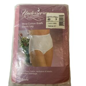 Vintage JCPenney Underscore Underwear Medium 3 Pair NEW Pima Cotton Briefs White
